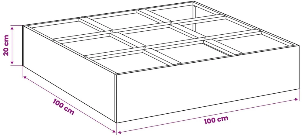 Sodo vazonas Sidabrinė 100 x 100 x 30 cm Galvanizuotas plienas