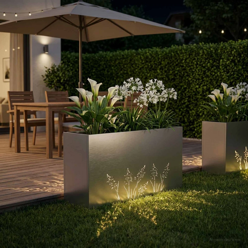 Sodo vazonas Sidabrinė 100 x 20 x 49 cm Nerūdijantis plienas