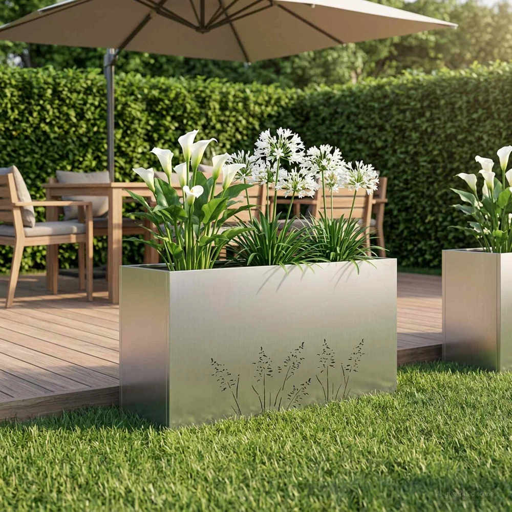Sodo vazonas Sidabrinė 100 x 20 x 49 cm Galvanizuotas plienas