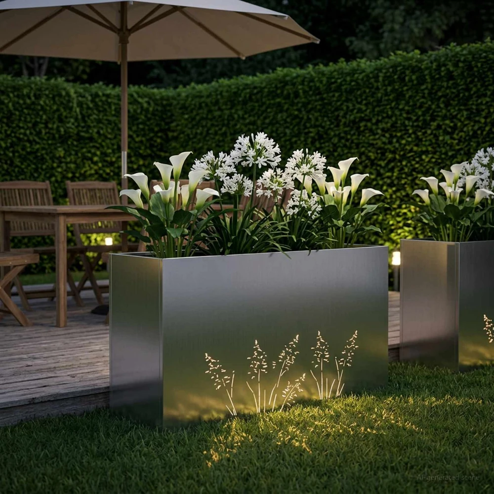 Sodo vazonas Sidabrinė 100 x 20 x 49 cm Galvanizuotas plienas