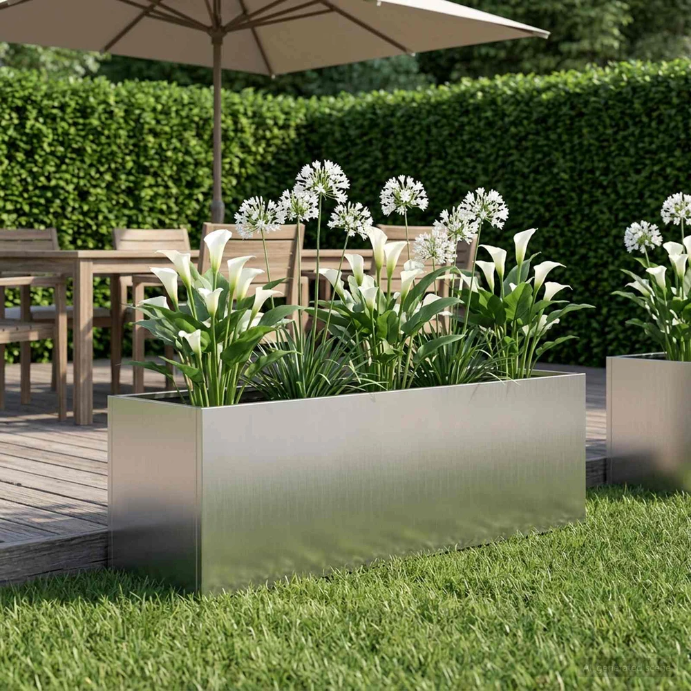 Sodo vazonas Sidabrinė 100 x 30 x 30 cm Galvanizuotas plienas