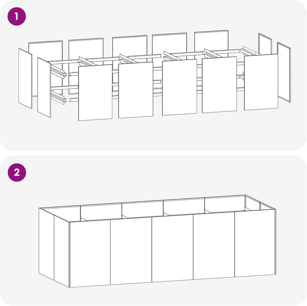 Sodo vazonas Sidabrinė 200 x 80 x 60 cm Galvanizuotas plienas