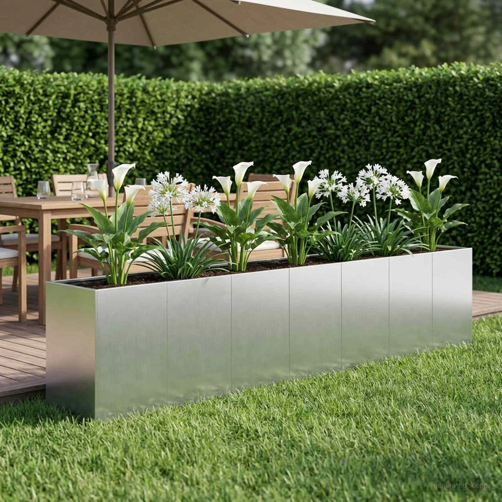 Sodo vazonas Sidabrinė 280 x 40 x 60 cm Galvanizuotas plienas