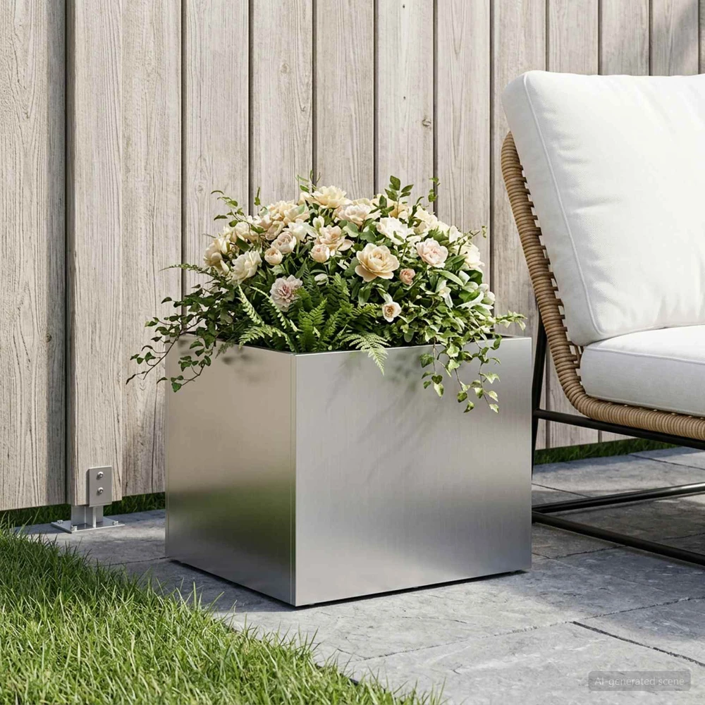 Sodo vazonas Sidabrinė 40 x 30 x 30 cm Galvanizuotas plienas
