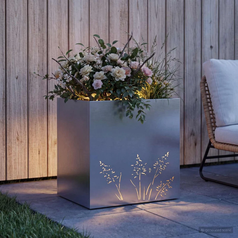 Sodo vazonas Sidabrinė 50 x 30 x 49 cm Galvanizuotas plienas