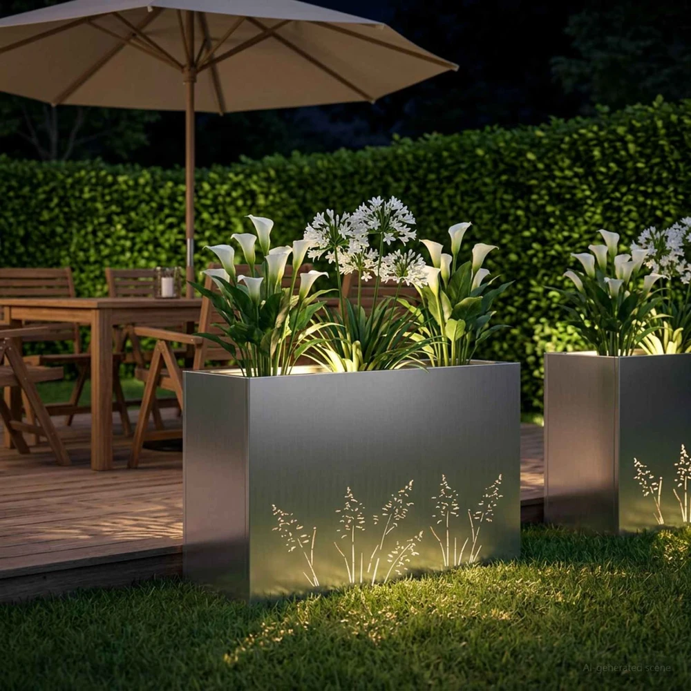 Sodo vazonas Sidabrinė 80 x 30 x 49 cm Galvanizuotas plienas
