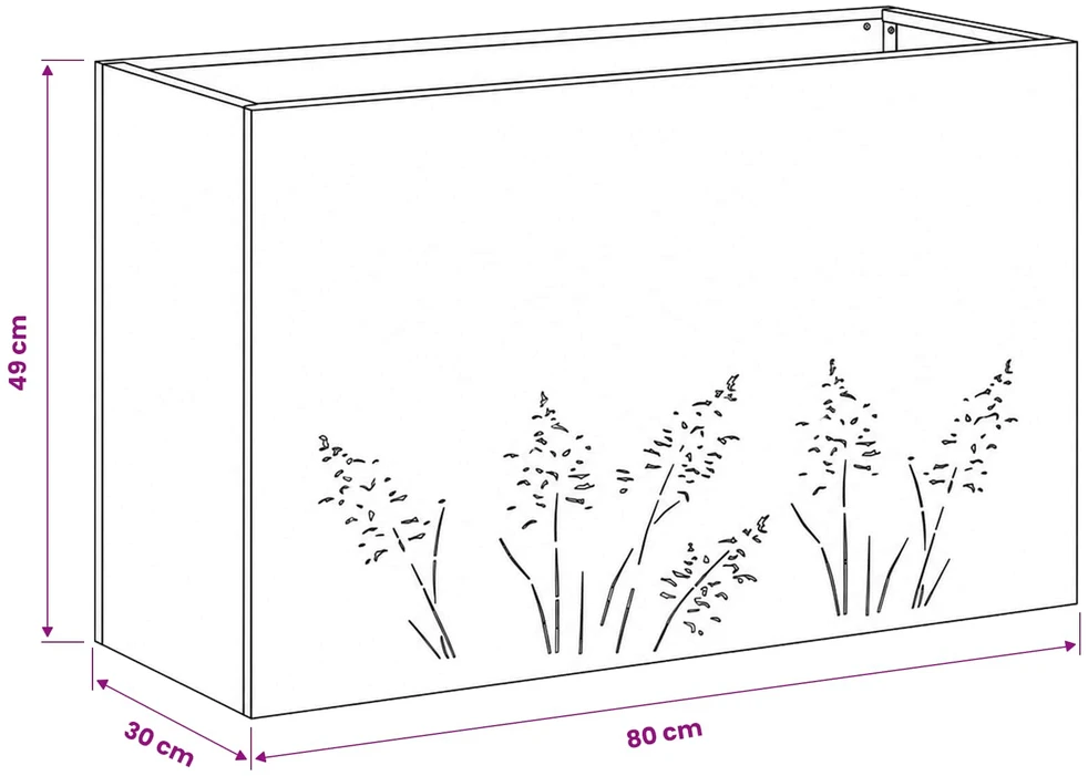Sodo vazonas Sidabrinė 80 x 30 x 49 cm Galvanizuotas plienas