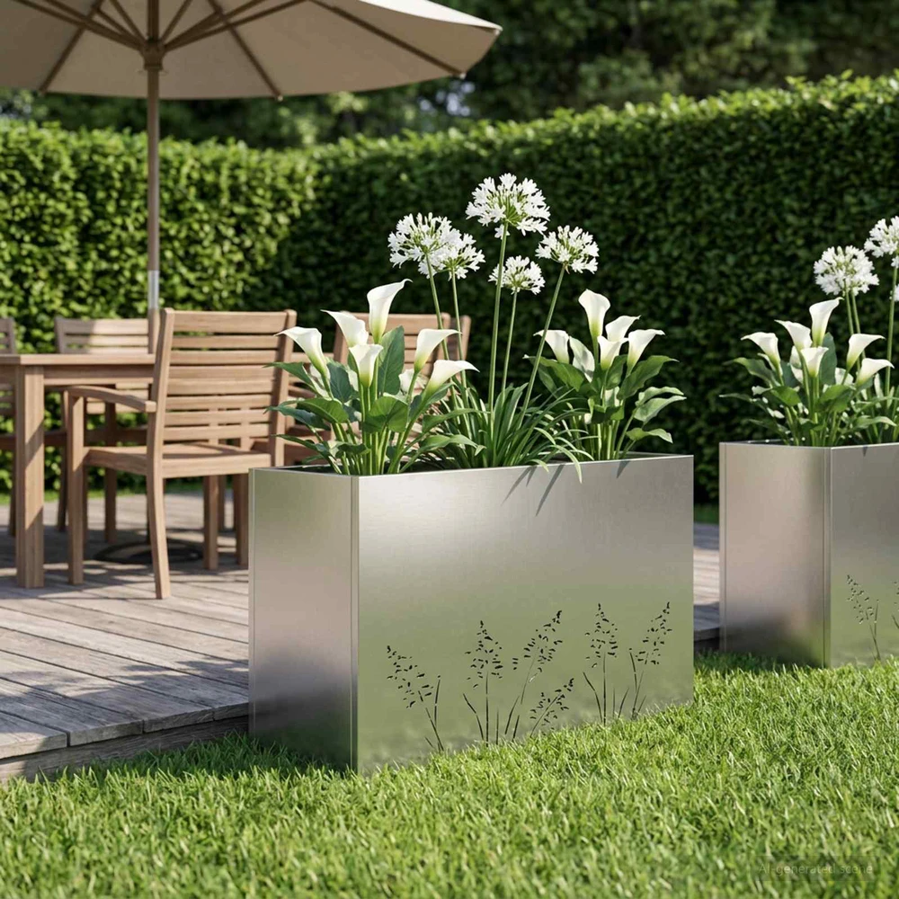 Sodo vazonas Sidabrinė 80 x 30 x 49 cm Galvanizuotas plienas