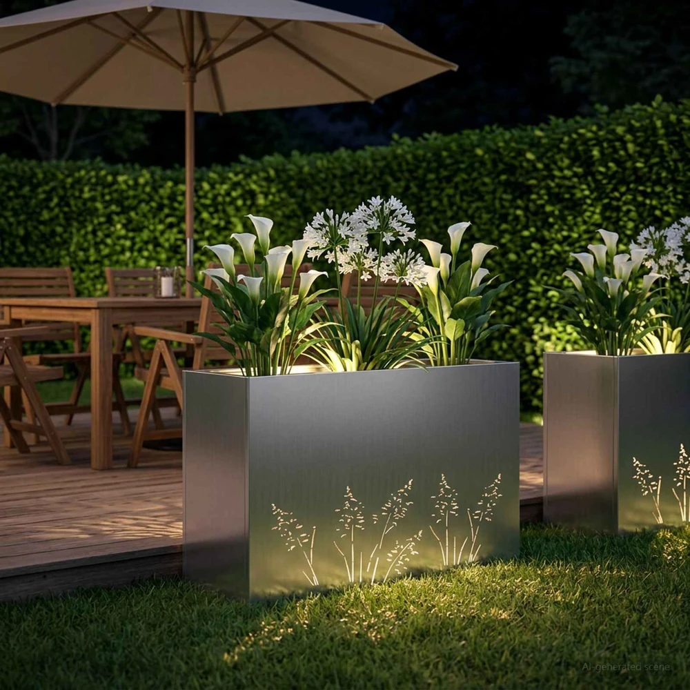Sodo vazonas Sidabrinė 80 x 30 x 49 cm Galvanizuotas plienas