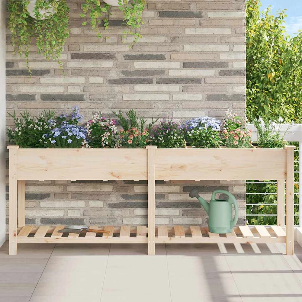 Sodo vazonas Smėlio 203,5 x 53 x 76,5 cm Kietasis pušinis medis