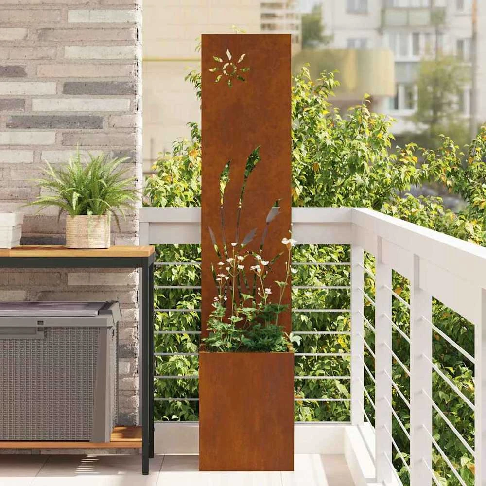 Sodo privatumo ekranas „Fretwork“ Rūdijanti 32 x 32 x 150 cm