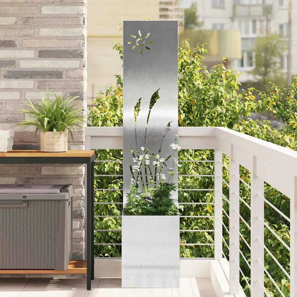 Sodo privatumo ekranas „Fretwork“ Sidabro 32 x 32 x 150 cm