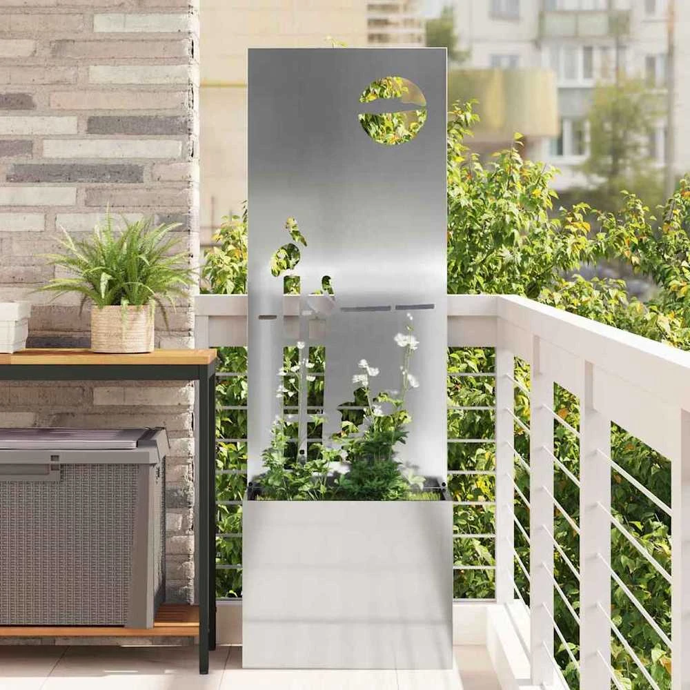 Sodo privatumo ekranas „Fretwork“ Sidabro 50 x 32 x 150 cm