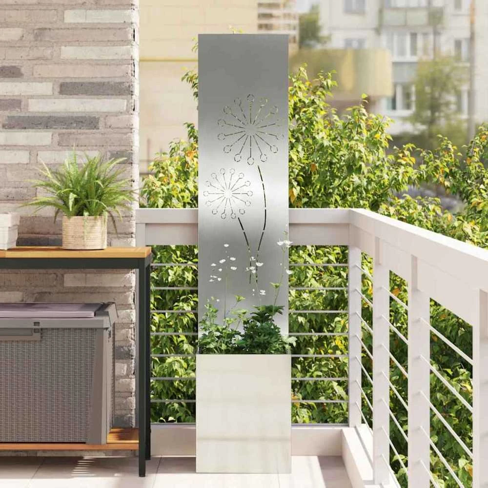 Sodo privatumo ekranas „Fretwork“ Sidabro 32 x 32 x 150 cm