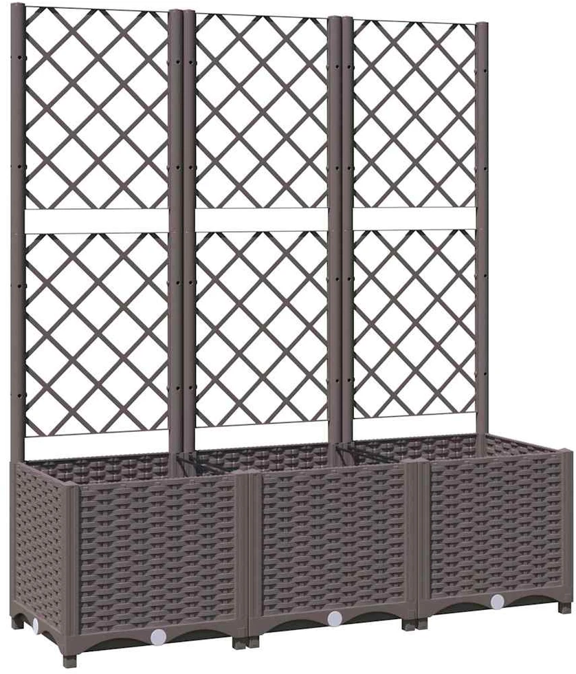 Sodo lovelis su treliažu, rudos spalvos, 120x40x136cm, PP