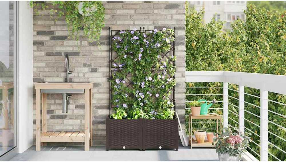 Sodo vazonas 2 vnt. Ruda 80 x 40 x 143 cm PP