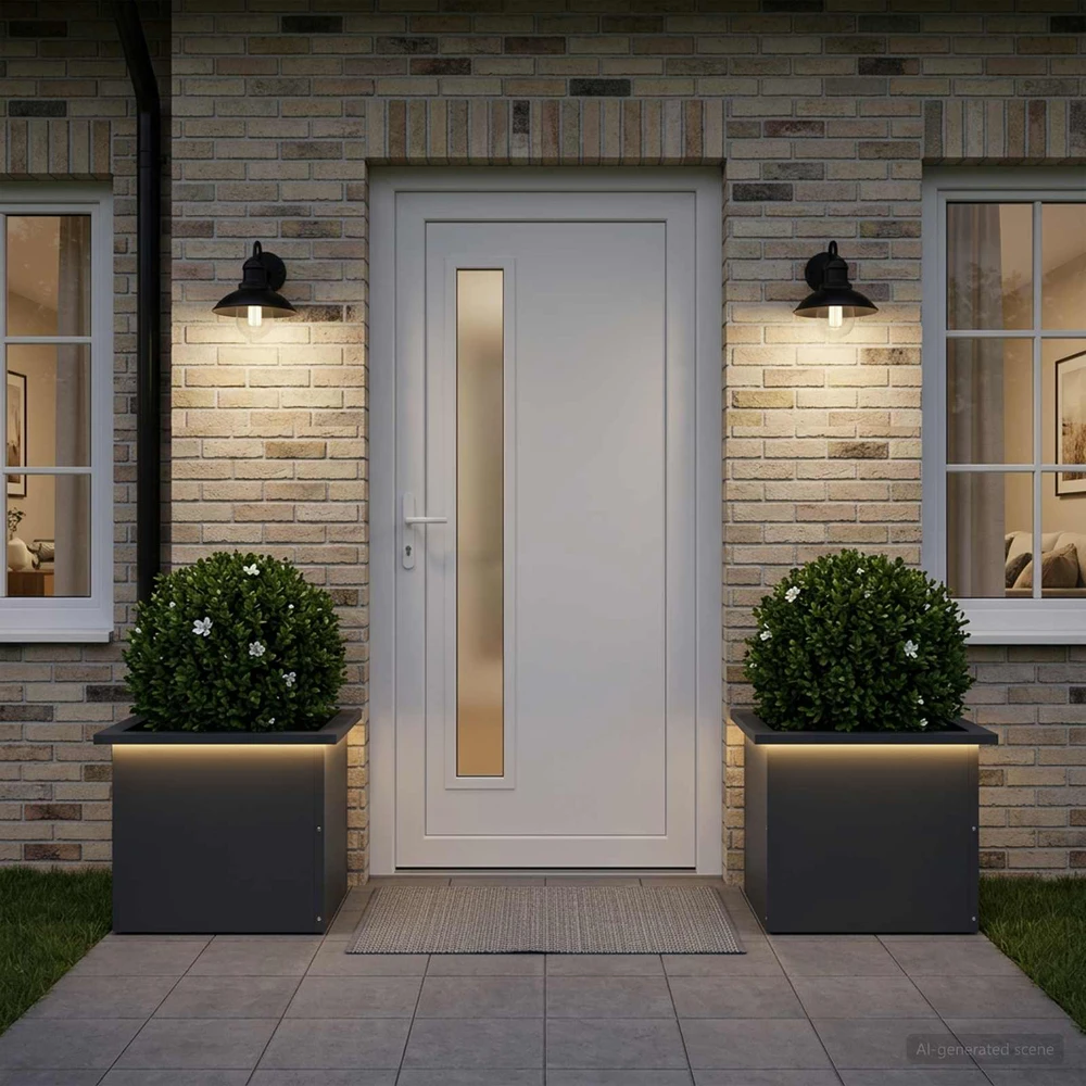 Sodo vazonas su LED 2 vnt. Antracitas 30 x 40 x 30 cm Plienas