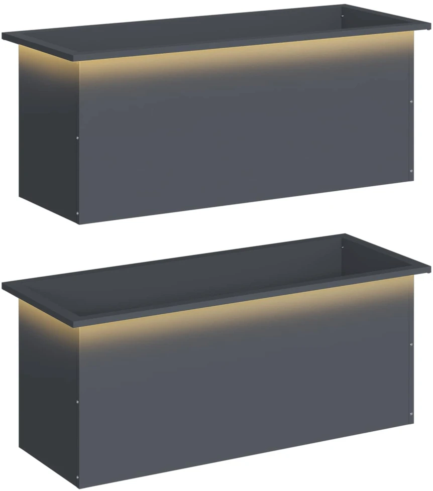 Sodo vazonas su LED 2 vnt. Antracitas 40 x 100 x 40 cm Plienas