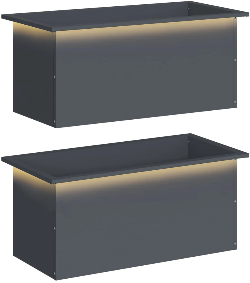 Sodo vazonas su LED 2 vnt. Antracitas 40 x 80 x 40 cm Plienas