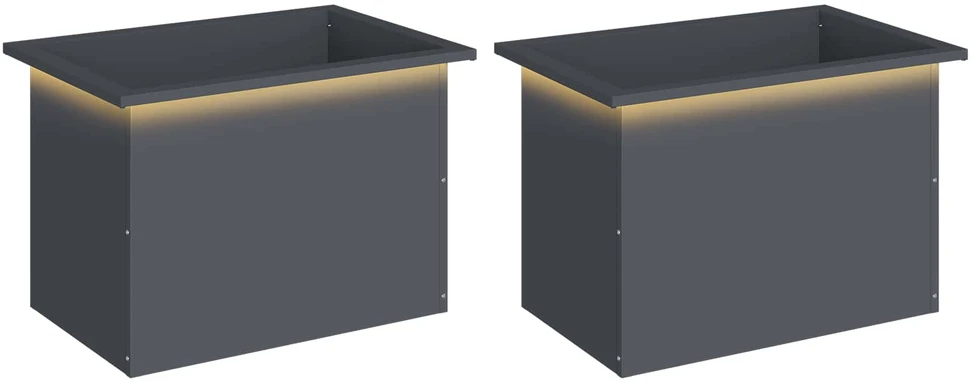 Sodo vazonas su LED 2 vnt. Antracitas 40 x 60 x 40 cm Plienas