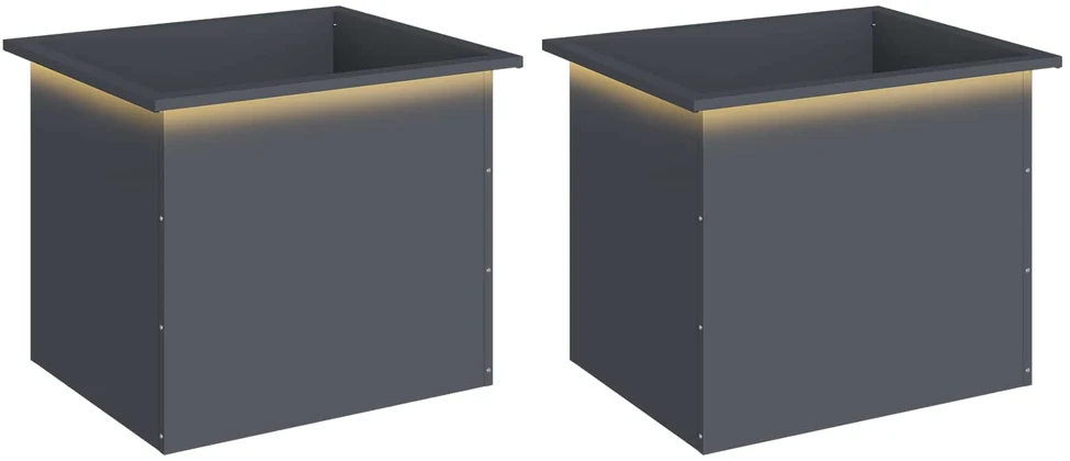 Sodo vazonas su LED 2 vnt. Antracitas 50 x 60 x 48 cm Plienas