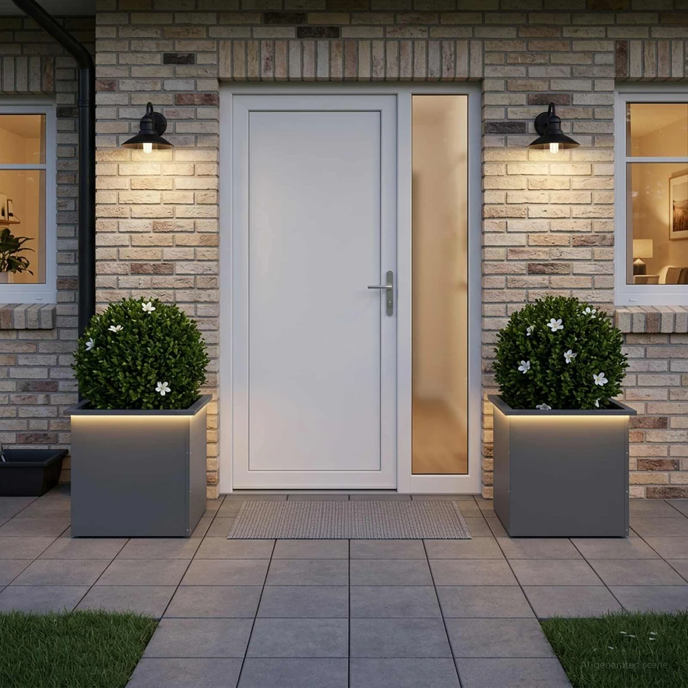 Sodo vazonas su LED 2 vnt. Antracitas 50 x 50 x 48 cm Plienas