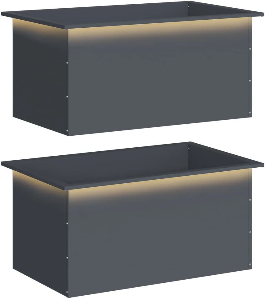 Sodo vazonas su LED 2 vnt. Antracitas 50 x 80 x 48 cm Plienas