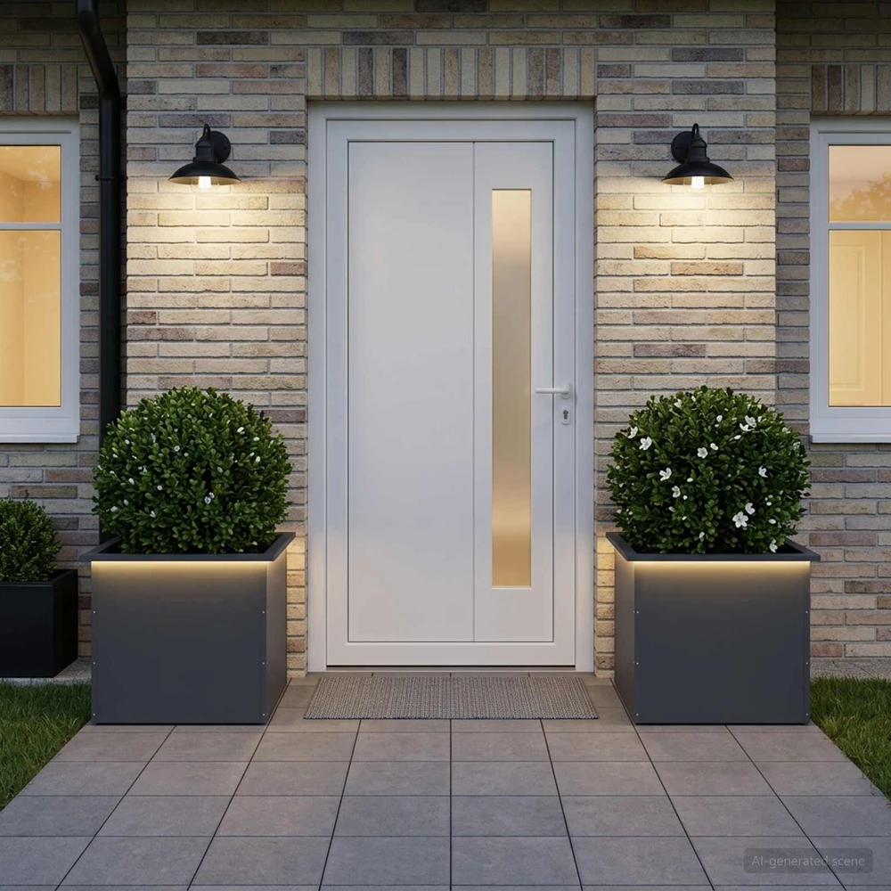 Sodo vazonas su LED 2 vnt. Antracitas 50 x 60 x 48 cm Plienas