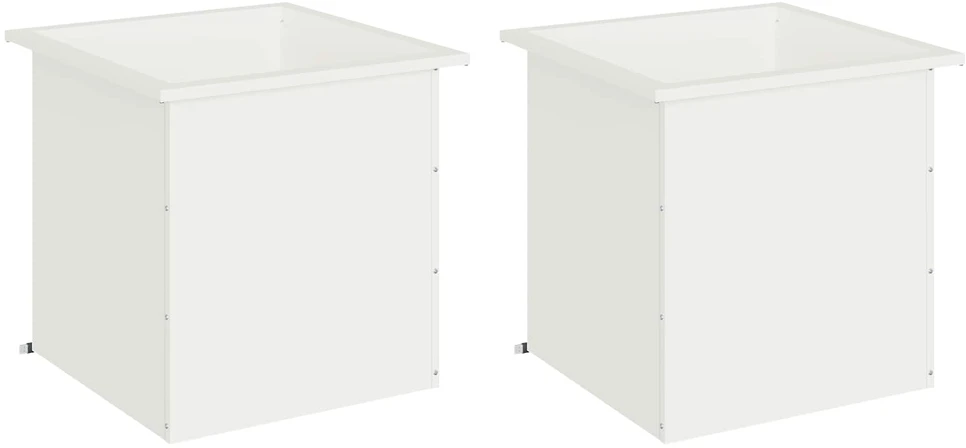 Sodo vazonas su LED 2 vnt. Balta 50 x 50 x 48 cm Plienas