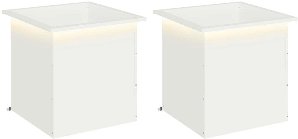 Sodo vazonas su LED 2 vnt. Balta 50 x 50 x 48 cm Plienas