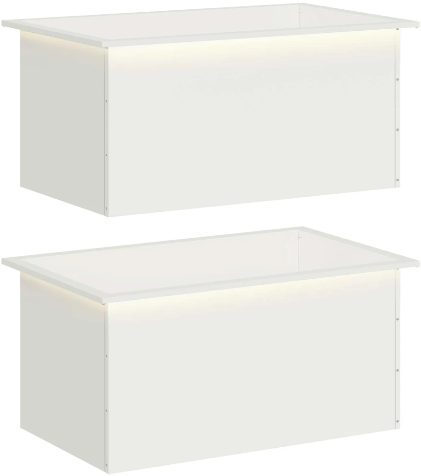 Sodo vazonas su LED 2 vnt. Balta 50 x 80 x 48 cm Plienas