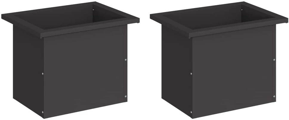 Sodo vazonas su LED 2 vnt. Juoda 30 x 40 x 30 cm Plienas