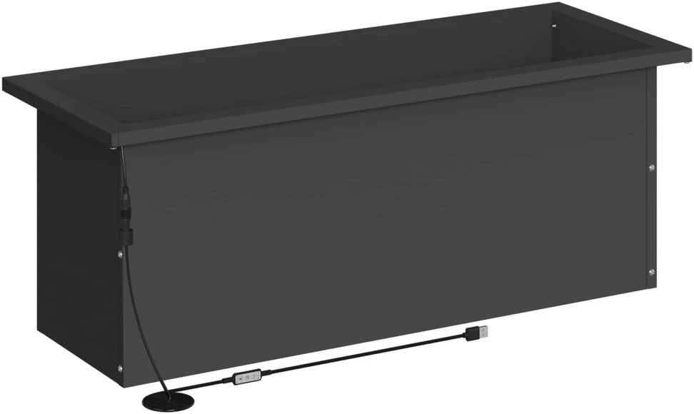 Sodo vazonas su LED 2 vnt. Juoda 30 x 80 x 30 cm Plienas