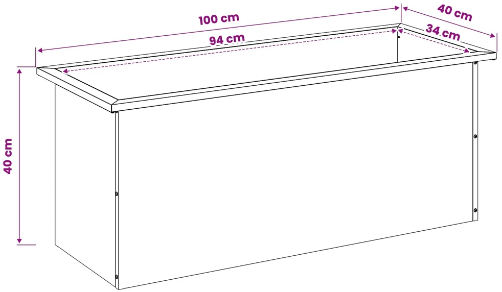 Sodo vazonas su LED 2 vnt. Juoda 40 x 100 x 40 cm Plienas
