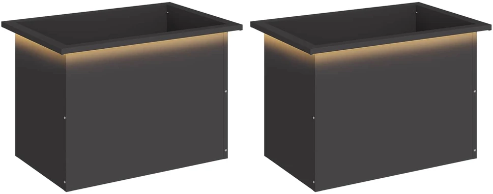Sodo vazonas su LED 2 vnt. Juoda 40 x 60 x 40 cm Plienas