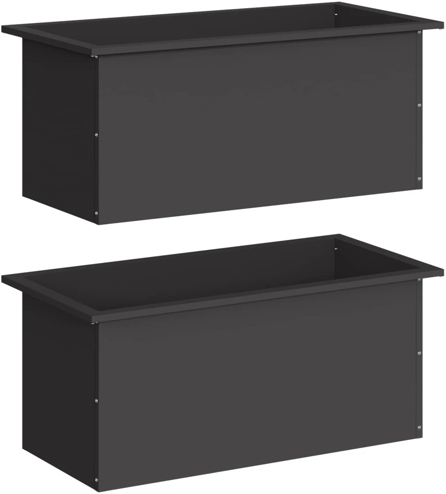 Sodo vazonas su LED 2 vnt. Juoda 40 x 80 x 40 cm Plienas