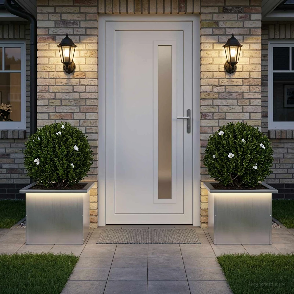 Sodo vazonas su LED 2 vnt. Sidabrinė 30 x 40 x 30 cm