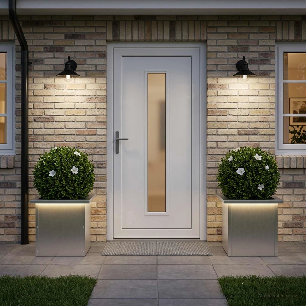 Sodo vazonas su LED 2 vnt. Sidabrinė 30 x 30 x 30 cm