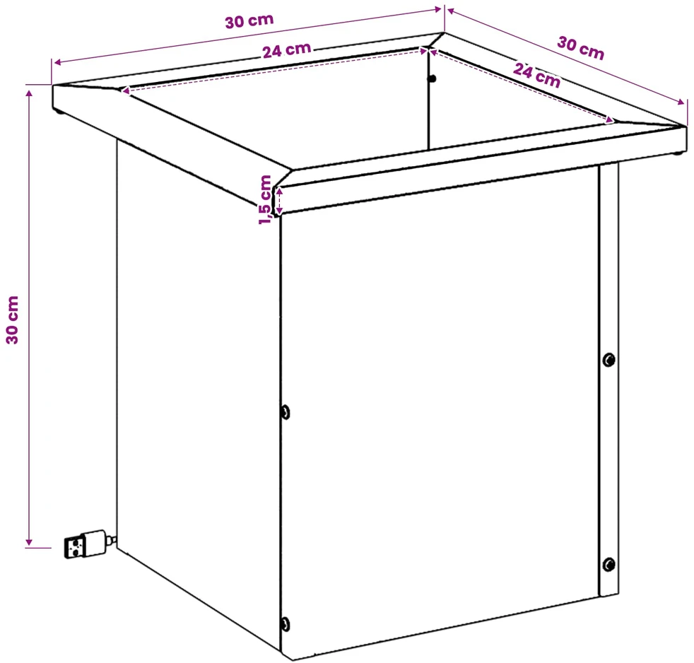 Sodo vazonas su LED 2 vnt. Sidabrinė 30 x 30 x 30 cm