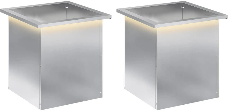 Sodo vazonas su LED 2 vnt. Sidabrinė 40 x 40 x 40 cm