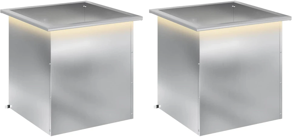 Sodo vazonas su LED 2 vnt. Sidabrinė 50 x 50 x 48 cm
