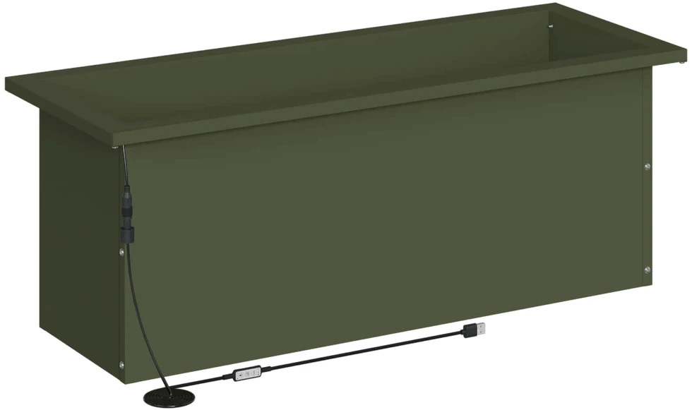 Sodo vazonas su LED Alyvuogių žalia 30 x 80 x 30 cm Plienas