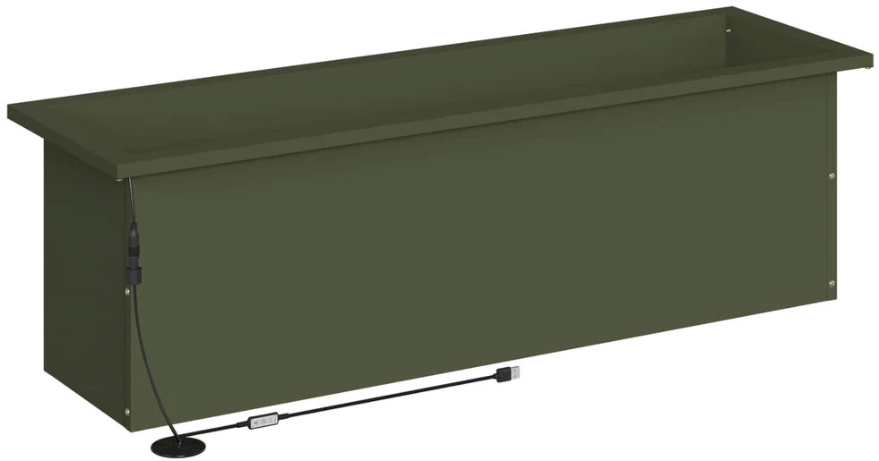 Sodo vazonas su LED Alyvuogių žalia 30 x 100 x 30 cm Plienas