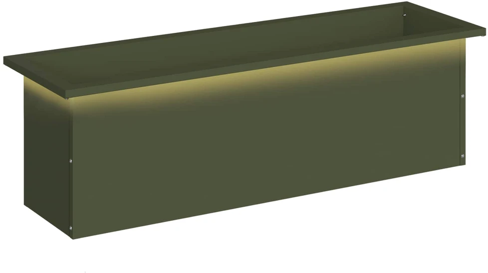 Sodo vazonas su LED Alyvuogių žalia 30 x 100 x 30 cm Plienas