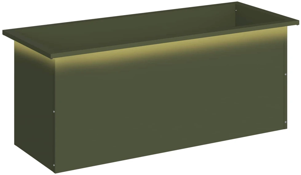 Sodo vazonas su LED Alyvuogių žalia 40 x 100 x 40 cm Plienas