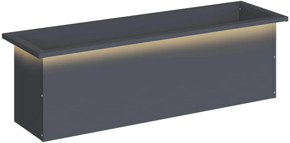 Sodo vazonas su LED Antracitas 30 x 100 x 30 cm Plienas
