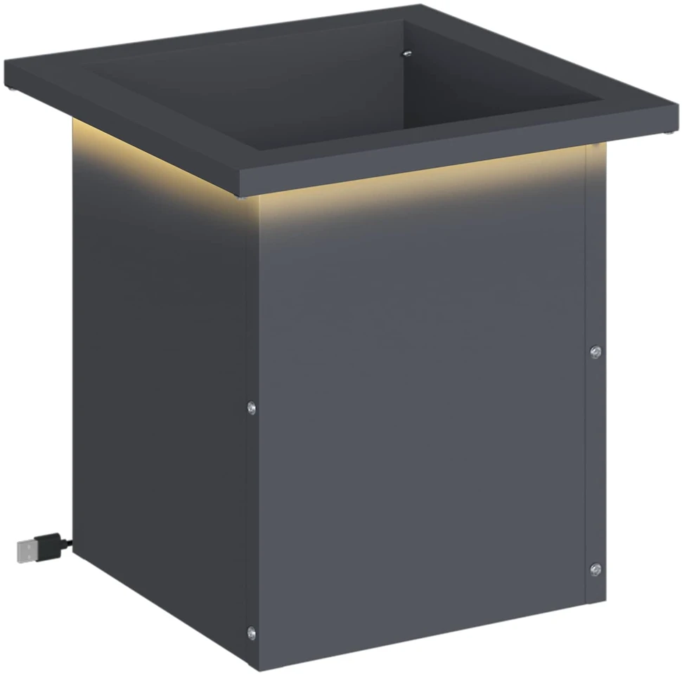 Sodo vazonas su LED Antracitas 30 x 30 x 30 cm Plienas