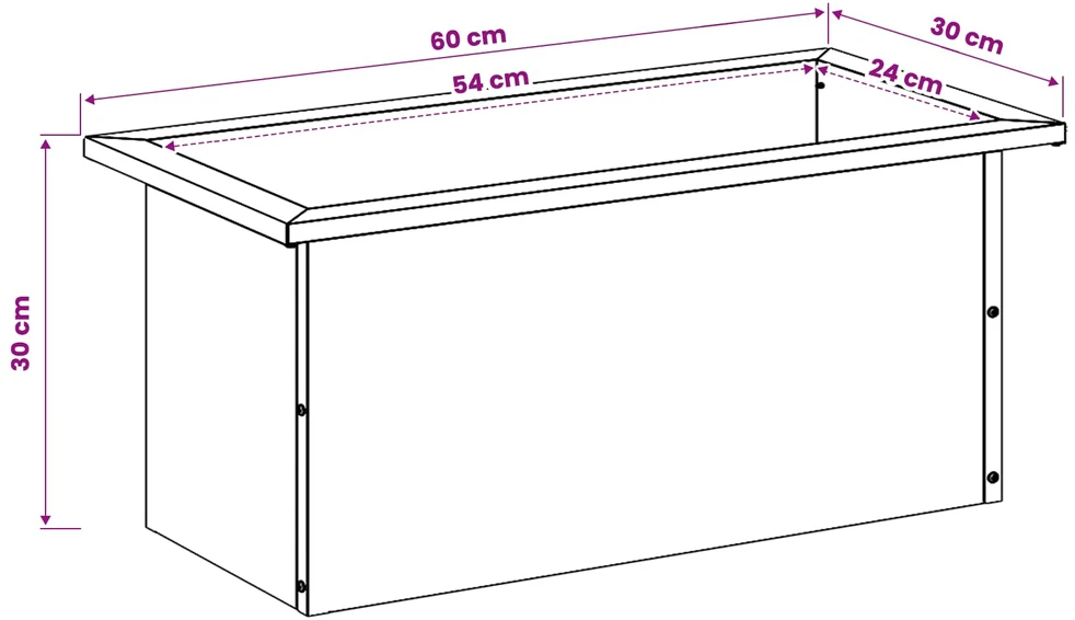 Sodo vazonas su LED Antracitas 30 x 60 x 30 cm Plienas