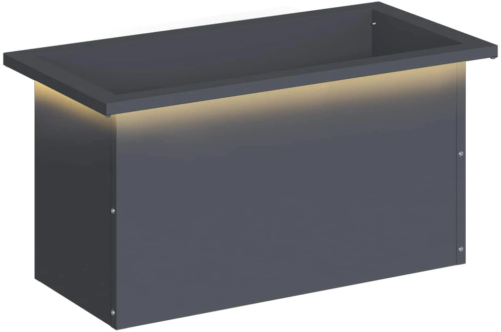 Sodo vazonas su LED Antracitas 30 x 60 x 30 cm Plienas