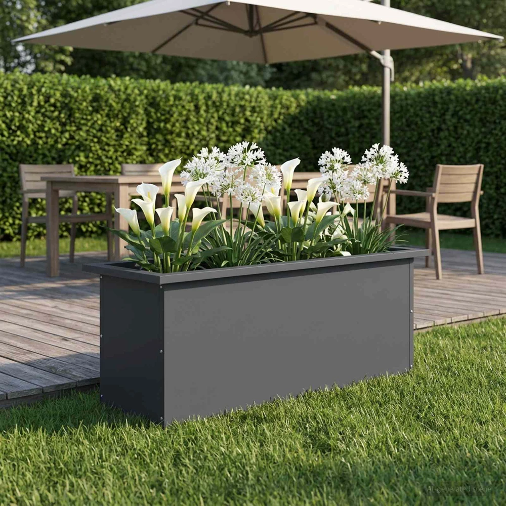 Sodo vazonas su LED Antracitas 30 x 80 x 30 cm Plienas
